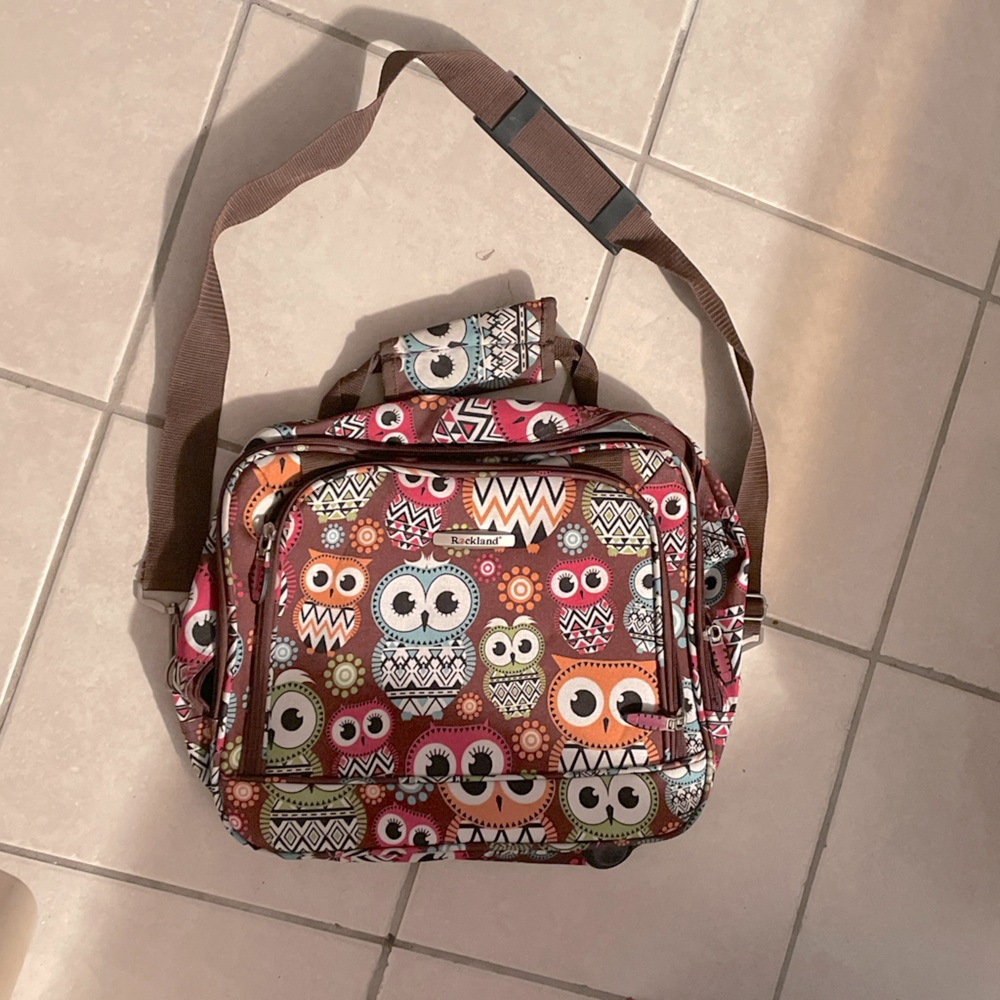 Owls print carryon bag